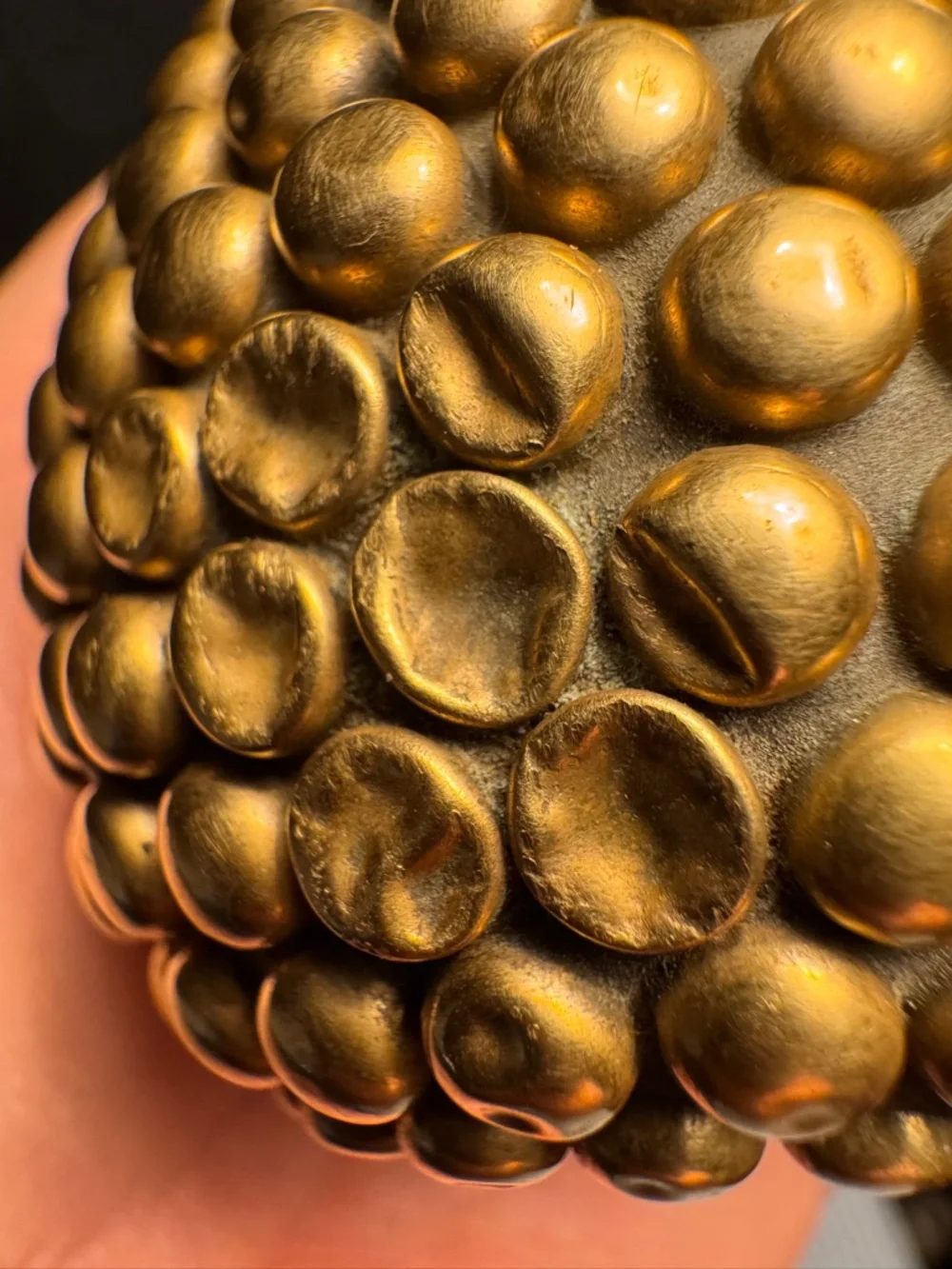 Vintage Studded Brass Pear Mid Century Home Decor Whimsical Hobnail Paperweight